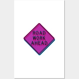 Road work ahead vaporwave Posters and Art